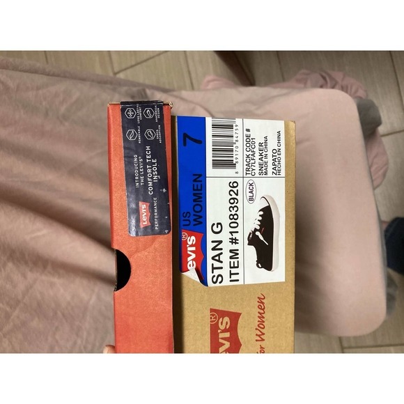 LEVIS Sneaker Shoes Womens Size 7 Black/White Stan G 1083926 Lace Up Low Top Box - Picture 6 of 6